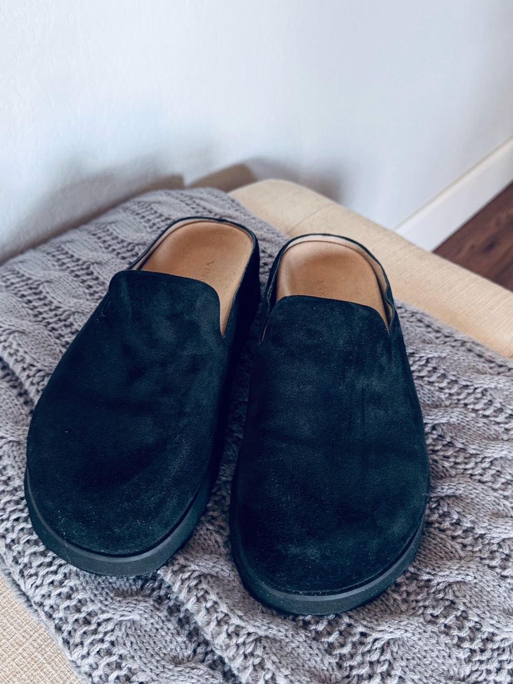Vince Black Suede Slip-On Loafers